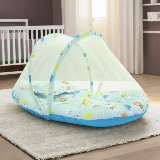 Baby Bed With Mosquito Net & Neck Pillow (Elastic Closure)